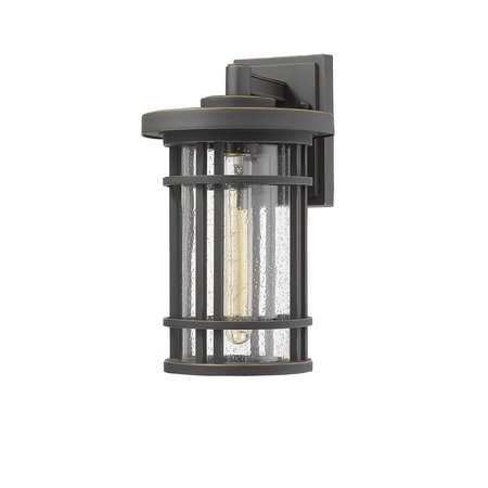 Z-Lite Jordan 1 Light Outdoor Wall Sconce, Oil Rubbed Bronze And Clear Seedy 570M-ORB